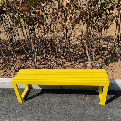 Weatherproof Metal Dining Bench, Outdoor Bench Backless Patio Bench 2-Person Farmhouse Bench Garden Bench for Kitchen, Living Room, Entryway(Yellow,40in)
