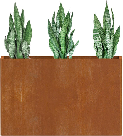 Cor Ten Steel Planters – 32x12x24H Inch Rectangular Planter Box | Weather-Resistant Design for Garden, Patio, or Porch (Rustic)