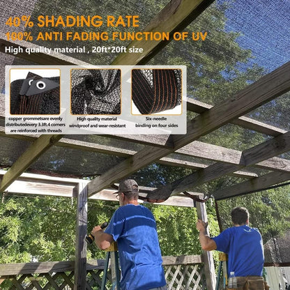 QLOFEI 40-50% Shade Cloth with Grommets, Sunblock Mesh Tarp Shade Neting Cover for Plant Greenhouse, Easier to Hang Shade Cloth for Patio Kennel Chicken Coop Lawn Pool Garden Shade Sail, 6x8 FT