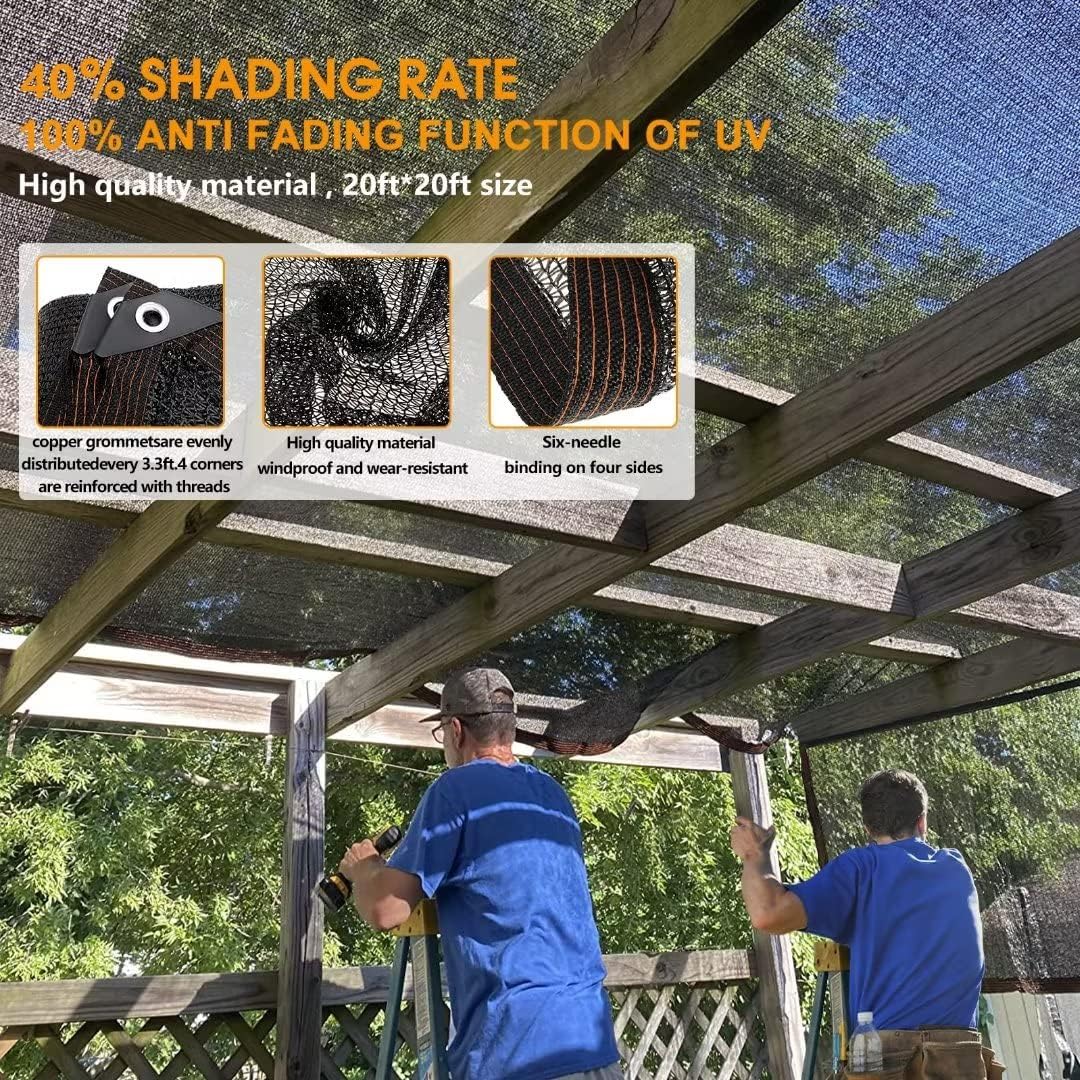 QLOFEI 40-50% Shade Cloth with Grommets, Sunblock Mesh Tarp Shade Neting Cover for Plant Greenhouse, Easier to Hang Shade Cloth for Patio Kennel Chicken Coop Lawn Pool Garden Shade Sail, 10x19 FT