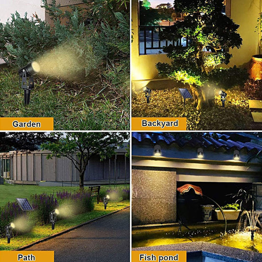 DLLT LED Solar Spot Lights Outdoor Landscape Spotlights, 2-in-1 Solar Powered Wall Lights-Low Voltage Outdoor Landscaping Light for Garden Yard Lawn Pathway Landscape Downlight, Warm White,Auto on/off