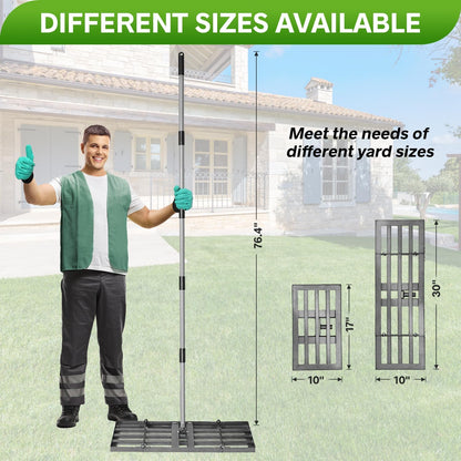 Lawn Leveling Rake, Lawn Leveler with Stainless Steel Long Handle, Heavy Duty Yard Level Tool for Leveling Soil, Sand Or Dirt Surfaces, Gardening Gloves Gift Included (30x10in)