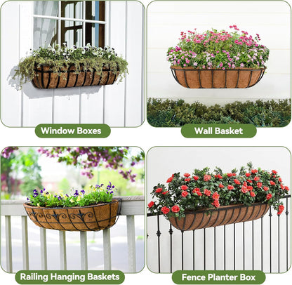 2Pcs Trough Coco Liner 36" Coco Coir Liners for Planters, Liners for Window Boxes Liners, Wall Basket Planters, Railing Hanging Baskets, Garden Planter Baskets