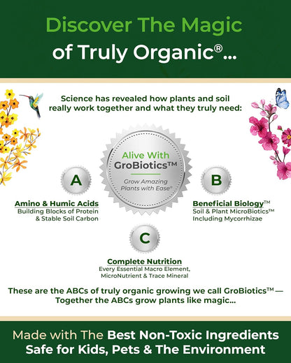 Organic Plant Magic - Truly Organic™ Slow Release Granular Fertilizer : Long-Lasting Plant Food Granules - Indoor & Outdoor Flowers, Vegetable Gardens, Fruit Trees, Shrubs, House Plants [One 4 lb Bag]
