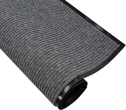 fani Heavy Duty Large Outdoor Indoor Entrance Doormat Waterproof Low Profile Entrance Rug Front Door Mat Patio Anti-Skid Rubber Back, 35x60 inch (Light Grey)