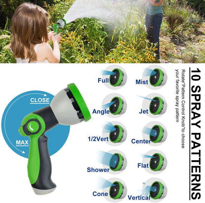 Metal Garden Hose 200Ft Stainless Steel Water Hose Heavy Duty with 10 Way Nozzle-Flexible Lightweight Durable No Kink & Tangle，Strong 3/4’’ Solid Metal Fitting Shut-Off Valve for Outdoor Yard