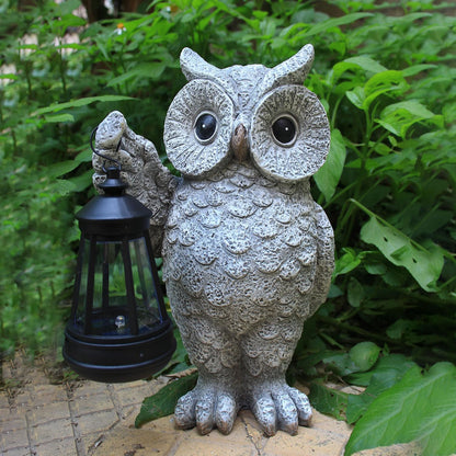Garden Statues, owl Outdoor Figurines Decorated with Solar Lights, Unique Christmas Birthday Gifts for Moms, Grandmas, Women, Wives, Sisters (Grey Owl1)