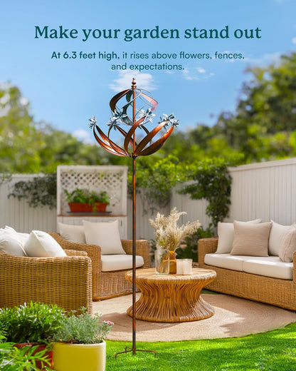Wind Spinners Outdoor for Yard - Extra Large 86" H Metal Kinetic Yard Art, Wind Sculpture Spinner Garden Decor, Catches Every Breeze & Weather Resistant