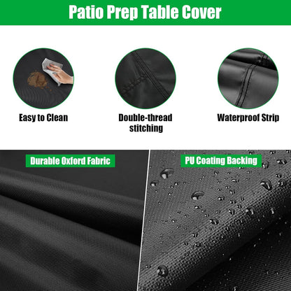 Outdoor Prep Table Cover, 36 x 30 x 35 Inch Waterproof Stainless Steel Prep Cart Table Cover for Outdoor Kitchen Grill Cart Pizza Oven