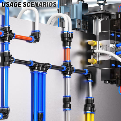 TAILONZ PNEUMATIC 1/4 Inch od Push to Connect Fittings Pneumatic Fittings Kit 15 Spliters+15 Elbows+15 tee+15 Straight (60 pcs)