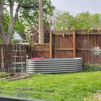 6 Pack 8x3x2FT Galvanized Raised Garden Bed Kit Oval Metal Ground Planter Box Outdoor Bottomless Planter Raised Beds for Vegetables Flowers Herbs Fruits, Gray