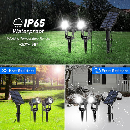 T-SUN Solar Spotlights Outdoor Waterproof, 2-in-1 Solar Landscape Spotlights LED Garden Spot Lights for Yard Tree Garden Pond Pool Area (White)