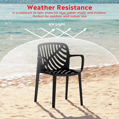 5 Piece Patio Furniture Set, HDPE Patio Square Bistro Table and Stackable Chairs Sets for 4, Outdoor Furniture All Weather for Backyard Poolside, Black