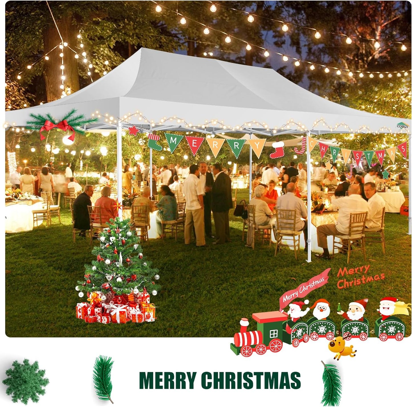 COBIZI 13x26 Pop Up Tent 13x26 Canopy with Sidewalls Heavy Duty Canopy Party Tent for Parties, Outdoor Wedding Large Event Tent Wind Waterproof UPF 50+ Ez Up in Garden Lawn with Roller Bag, White