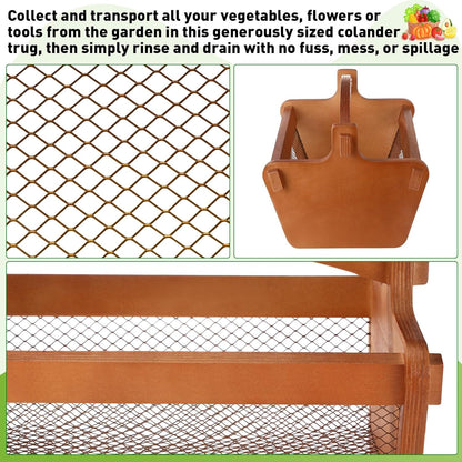 Garden Harvest Basket Mesh Storage with Handle Versatile Gardening Fruits Vegetables Gathering Basket Garden Supply Gardener Gift Spring for Washing Holding(Brown,19in)