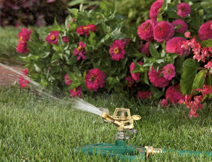 Rocky Mountain Goods Pulsating Impact Sprinkler with Metal Base - Up to 60’ Diameter Long Distance Spray for Large Yard/Garden/Large Areas - Adjustable Impact Sprinkler Head