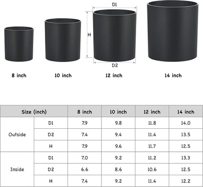 FaithLand Plant Pot 8 inch - Perfectly Fits Mid-Century Modern Plant Stand - Drainage Plug - Matte Black