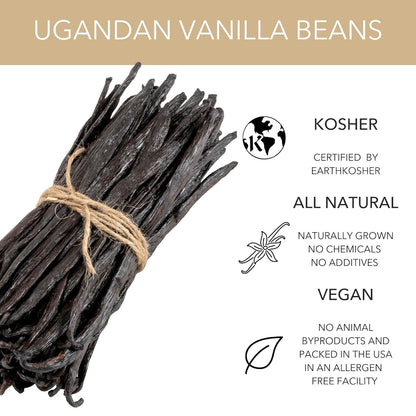 Slofoodgroup Gourmet Vanilla Beans -10 Count Grade A Vanilla from Uganda - Bourbon Vanilla for Cooking, Baking and Homemade Vanilla Extract