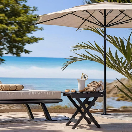 Outdoor Side Table, No Assembly Folding Wooden End Table for Outside or Indoor, Small Patio Tables for Camping, Pool, Bathroom, Backyard and Porch