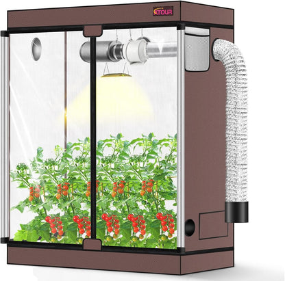 ATOUR 4x2 Grow Tent, 48"x24"x60''High Reflective Mylar 1680D Hydroponic Grow Tents, Waterproof Grow Tent with Double Cleart Observation Door and Floor Tray, for Indoor Plant Growing