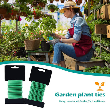 (2 Reel) Soft Plant Ties, Garden Ties TPR Flexible Durable Heavy Duty Twist Wire for Twine Tomatos Branches Vines and Tying Up Cable Wires (Green)(φ3.5mm，26feet)