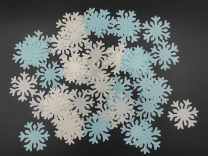50pcs Edible Blue Snowflakes for Cake Decorating Cupcake Toppers for Christmas Winter frozen Theme Birthday Party Decorations