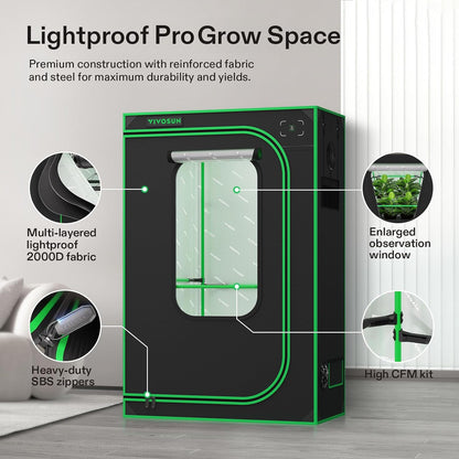 VIVOSUN GIY Plus Smart Grow Tent Kit, 4x2ft 2-Plant System, WiFi-Integrated Automatic Grow System with 2000D Mylar Grow Tent, Full-Spectrum Programmable Grow Light, Enhanced Ventilation & Circulation