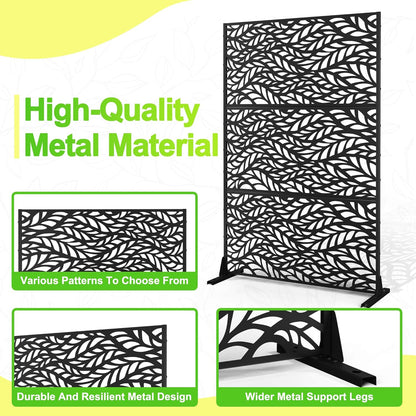 Outdoor Privacy Screen,72" H×47" W Metal Privacy Screen, Freestanding Privacy Fence Panels for Patio