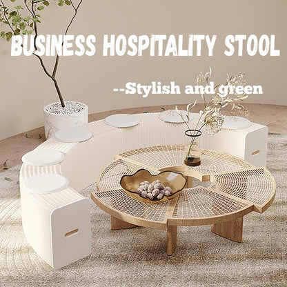 Foldable Kraft Paper Stool, Honeycomb Accordion Folding Bench, Collapsible Paper Stool for Small Spaces, Portable Footrest and Side Table for Living Room and Office,White-44×31×300cm