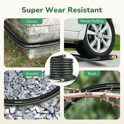 GreatBuddy 100 ft Garden Hose 5/8", Less Kink Heavy Duty Water Hose, Durable & Flexible Hose for Outdoor, Lawn, Car Washing, Pet Bathing and Household