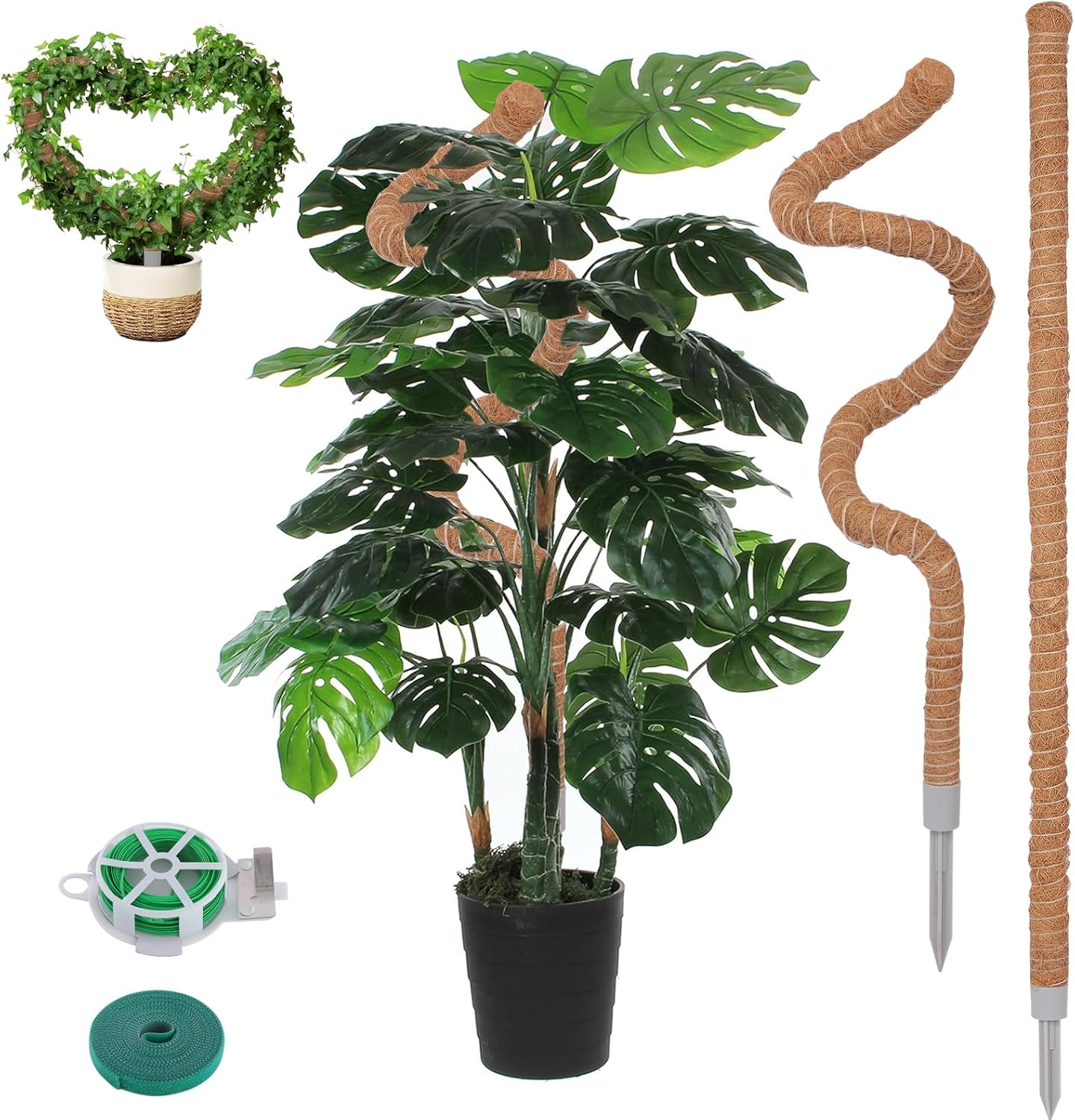 2 Pack Moss Pole, 40 Inch Monstera Plant Support, Moss Poles for Climbing Plants Indoor DIY, Coco Coir Plant Pole Moss Plant Stick Support Stake Kit for Potted Plants, Pothos, Philodendron