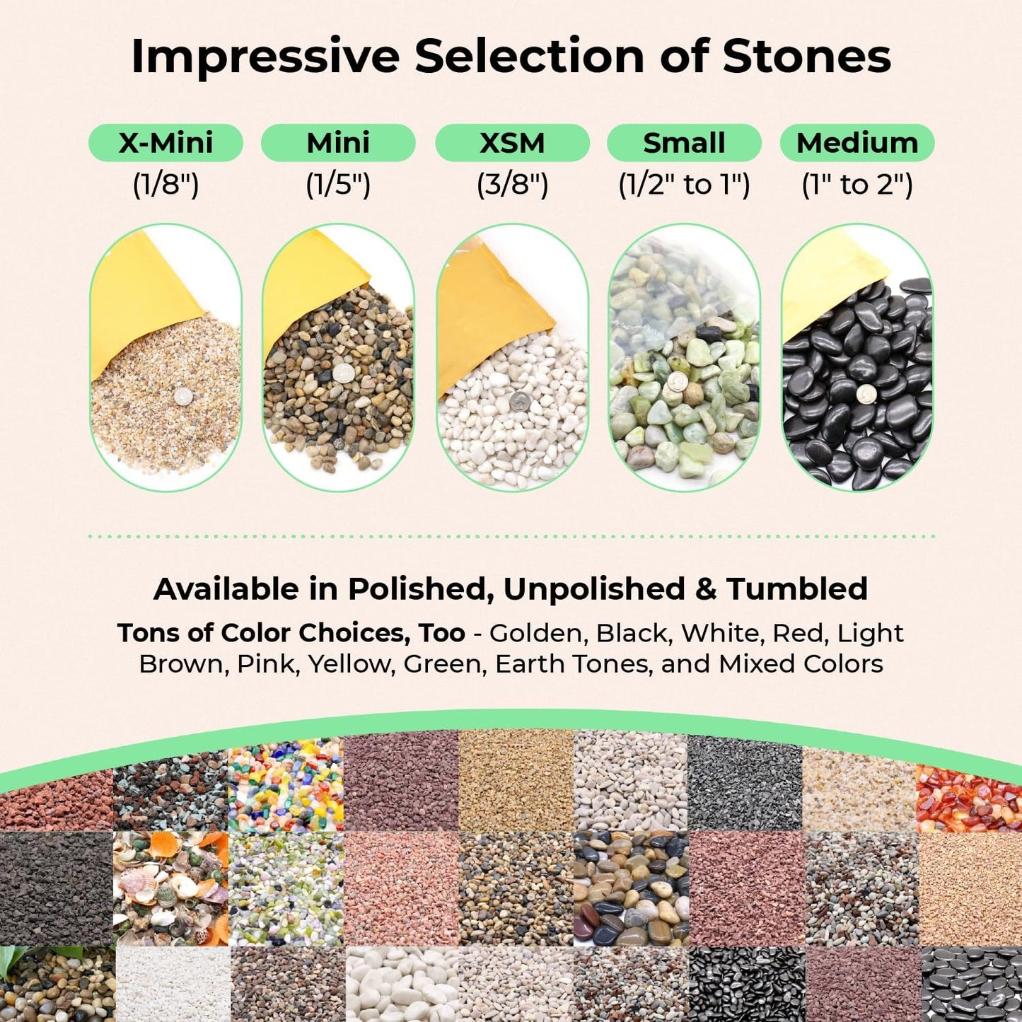 Black Rocks for Plants. Polished Decorative Pebbles. 1/5 Inch 10 lbs. for Garden, Landscaping, Vase fillers, Succulents, pots (Mini, Black, 10)