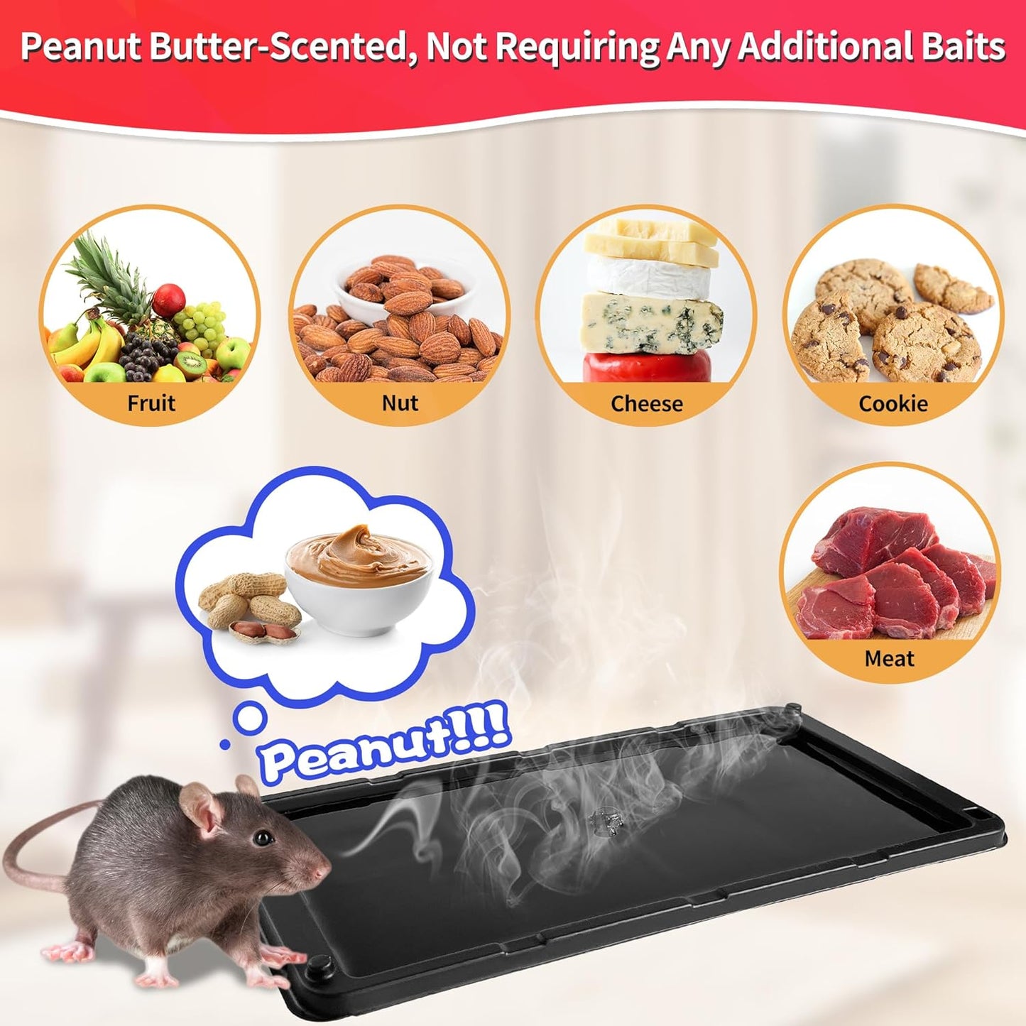 LULUCATCH Sticky Mouse Trap, 60 Pack Large Glue Traps, Pre-Baited Heavy Duty Non-Toxic Bulk Glue Boards Mouse Traps Indoor for Mice, Snakes, Rat, Insects, Cockroaches & Spiders, Pet Safe Easy to Use