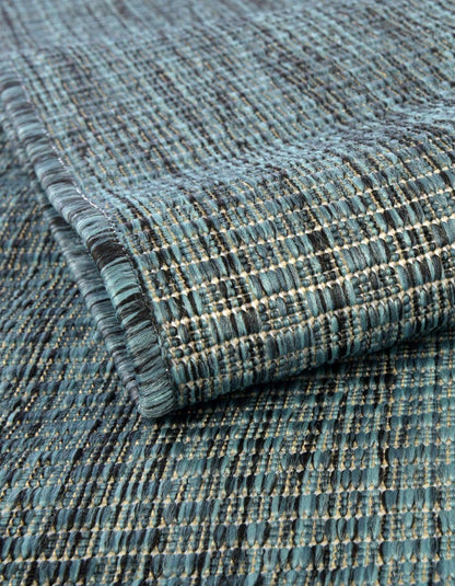 Unique Loom Outdoor Solid Collection Area Rug (4' 1" x 6' 1" Oval Teal/Navy Blue)