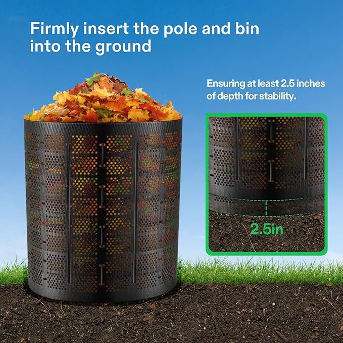 VIVOSUN 300 Gallon Outdoor Compost Bin, Expandable Composter, Easy to Setup & Large Capacity for Backyard, Lawn (Black with Gloves) (Pack of 2)
