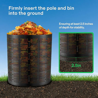 VIVOSUN 220 Gallon Outdoor Compost Bin, Expandable Composter, Easy to Setup & Large Capacity for Backyard, Lawn (Black with Gloves)