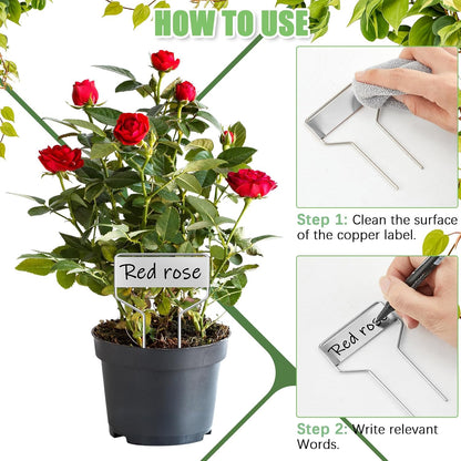 Moxweyeni 60 Pcs Metal Garden Tags Plant Labels for Garden Waterproof Plant Markers with 2 Permanent Pen Planting Nursery Tags Reusable Labels Stake for Plants(Aluminum,4 Inch)