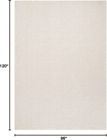 Easy Jute Rug 8x10 Indoor Outdoor Natural Rugs Solid Fiber Rug Woven Area Rug Boho Easy Clean Inside Carpet for Living Room Bedroom Dining Room Hallway or Outdoor Patio Porch (8 X 10 Bone)