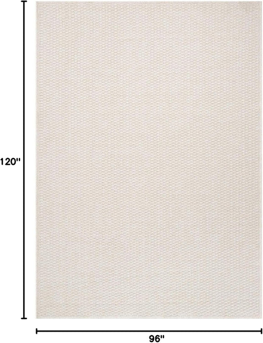 Easy Jute Rug 8x10 Indoor Outdoor Natural Rugs Solid Fiber Rug Woven Area Rug Boho Easy Clean Inside Carpet for Living Room Bedroom Dining Room Hallway or Outdoor Patio Porch (8 X 10 Bone)