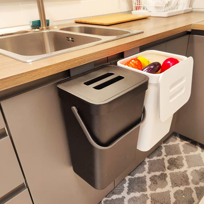 stonespace Under Sink Trash Can，Kitchen Compost Bin, Diaper Pail, 3.2 Gallon/12L Hanging Garbage Can for Baby Crib/Bathroom/Cupboard, Plastic Food Waste Bin,1 Pack Black