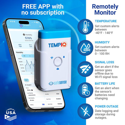 TEMPIQ Remote WiFi 2-Pack Temperature & Humidity Sensor - App Integration, Alerts, Helps Monitor 2nd Home, AirBnb, RV, Pets,Freezer and Server Room, Indoor & Outdoor Hygrometer & Thermometer
