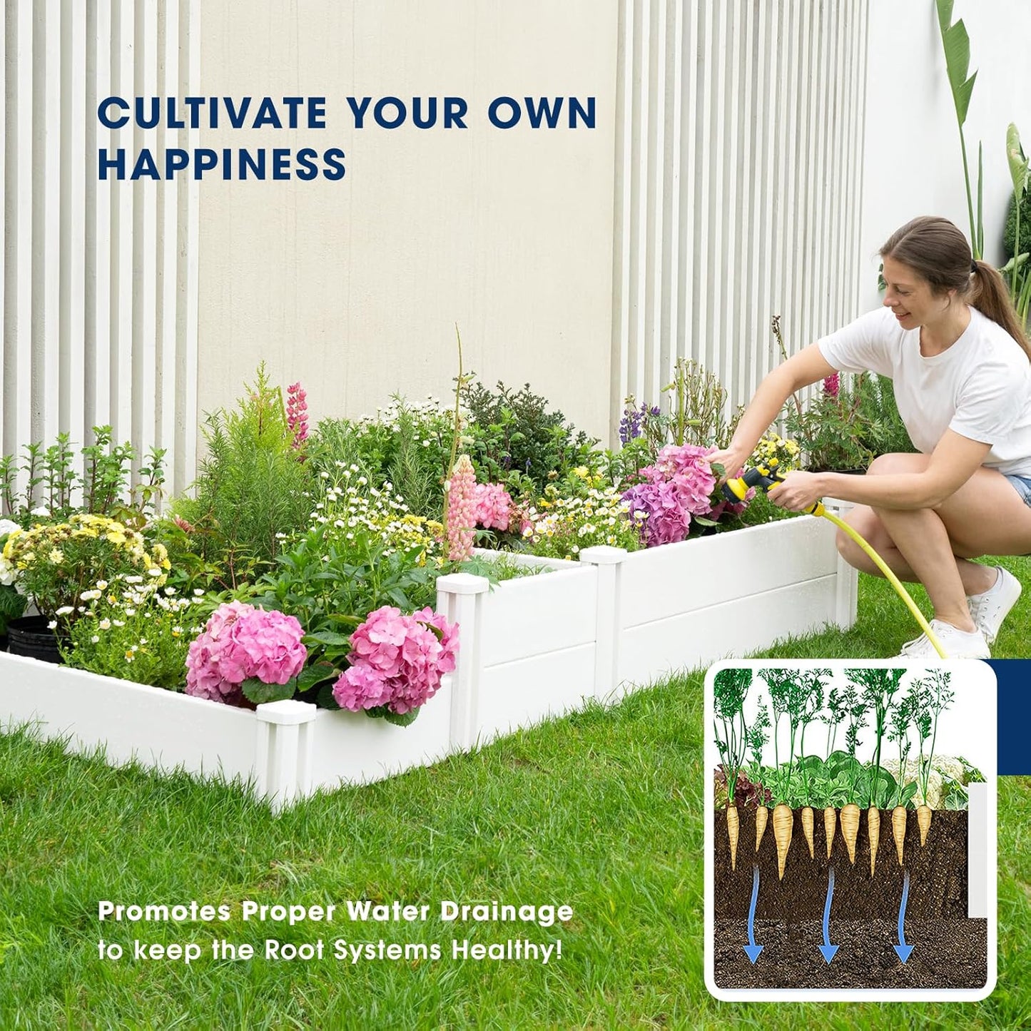 PASAMIC Durable Vinyl Raised Garden Bed, 6x3x1ft Raised Bed for Gardening, Planter Box with Open Bottom, Raised Garden Bed Outdoor, DIY Above Ground Garden Bed for Fruit, Vegetables, Herbs
