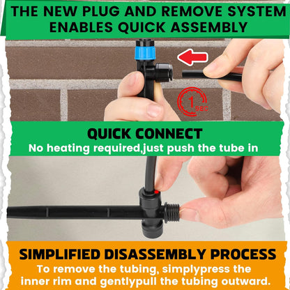 MIXC 30pcs Quick-Connect Drip Irrigation Emitters Fan Shape for 1/4" Drip Irrigation Tubing - Adjustable Push-to-Connect 360° Drip Emitters Vortex on 6" Sturdy Stake for Irrigation System