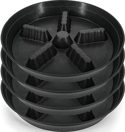 4 Pack Plant Saucer 14 inch, Plastic Plant Saucers for Indoors, Raised Middle Plant Trays for Pots, Water Tray for Plants, Plant Stand Water Catcher Tray, Pot Saucers for Plants