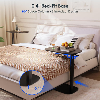 FLEXISPOT Adjustable C Table with Wheels, Mobile Snack Side End Table Sofa Couch Bedside Table Laptop Cart TV Tray Night Stand Small Space Side Table(23.6" W x 13.8" D,Black)