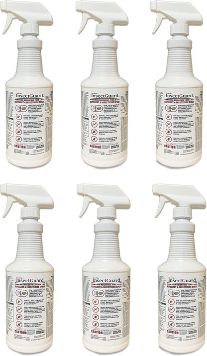 InsectGuard Permethrin Mosquitoes, Ticks and Flies Repellent & Insecticide Spray Quart (32oz) 6 Pack - Case Pack