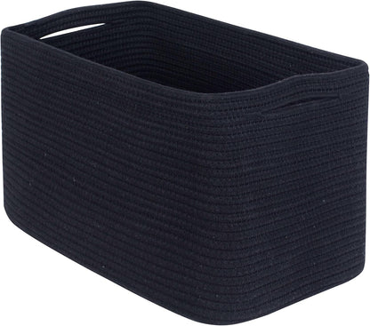 MINTWOOD Design Storage Basket for Shelves, Decorative Baskets for Organizing, Book Basket, Storage Cube Bin Box, Woven Closet Organizer, Pantry Closet and Shoe Basket, Full Black