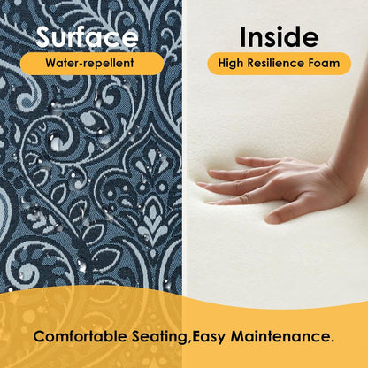 Outdoor Square Corner Seat Cushion, 19"x19"x3", Set of 4, Non Slip Seat Cushion Pads with Removable Cover for Patio Furniture, Garden Yard Lawn, Damask Vine