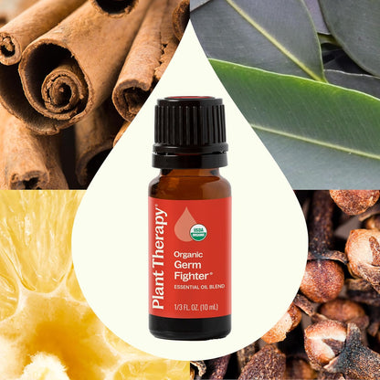 Plant Therapy Organic Fighter Essential Oil Blend 100% Pure, Undiluted, Therapeutic Grade 10 mL (1/3 oz)