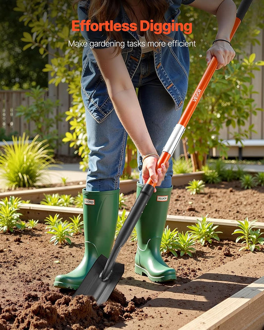 VEVOR Trench Shovel, 4 in Blade Heavy-Duty Trenching Shovel, Narrow Spade Trench Digger with Fiberglass Handle and Non-Slip Grip, for Gardening, Digging Holes, Trenching, and Planting, 56 in Long